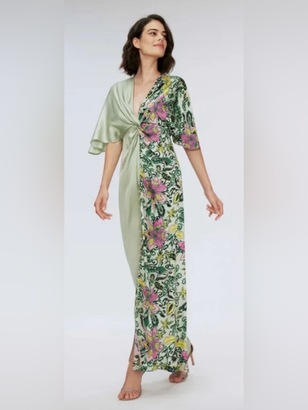 NWT Diane von Furstenberg dvf hattie Maxi Green Floral dress Size 6
